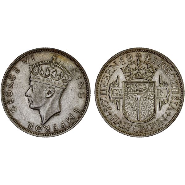 SOUTHERN RHODESIA: George VI, 1936-1952, AR ½ crown, 1941, XF