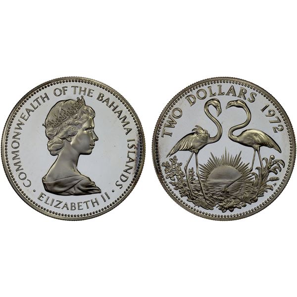 BAHAMAS: AR 2 dollars, 1972-FM, Brilliant Proof