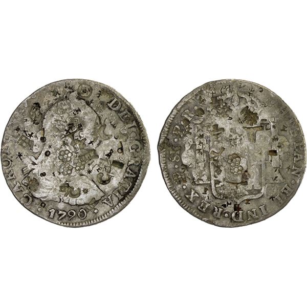 BOLIVIA: Carlos IV, 1788-1808, AR 8 reales, Potosí 1790-PTS, VF