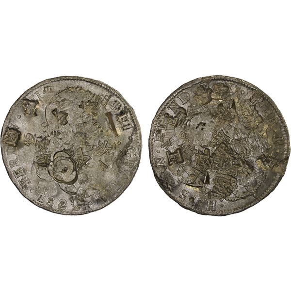 BOLIVIA: Fernando VII, 1808-1825, AR 8 reales, Potosí 1822-PTS, XF-AU