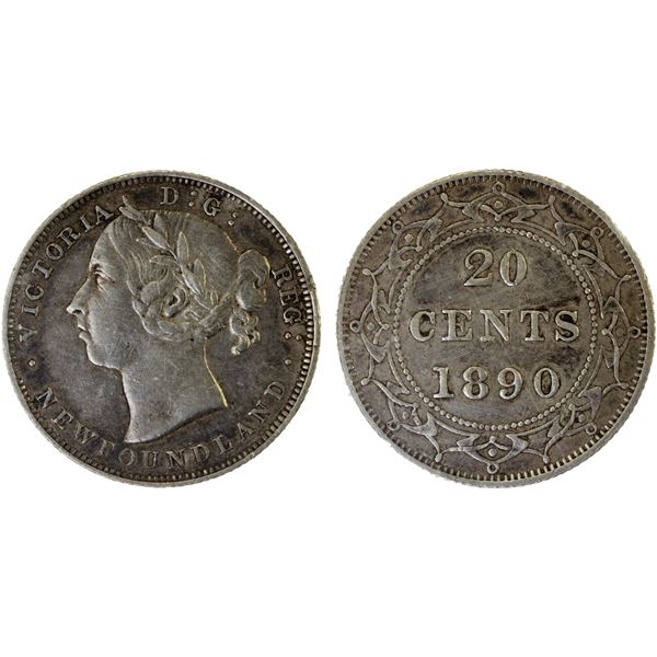 CANADA: NEWFOUNDLAND: Victoria, 1837-1901, AR 20 cents, 1890, EF40