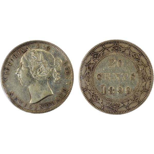 CANADA: NEWFOUNDLAND: Victoria, 1837-1901, AR 20 cents, 1899, EF40