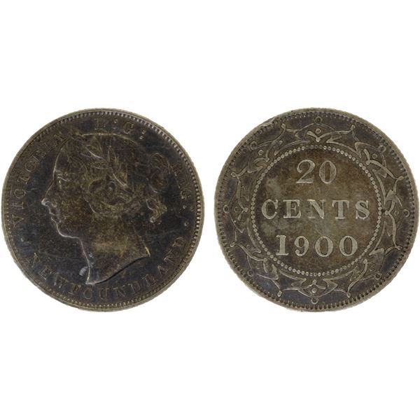 CANADA: NEWFOUNDLAND: Victoria, 1837-1901, AR 20 cents, 1900, EF40