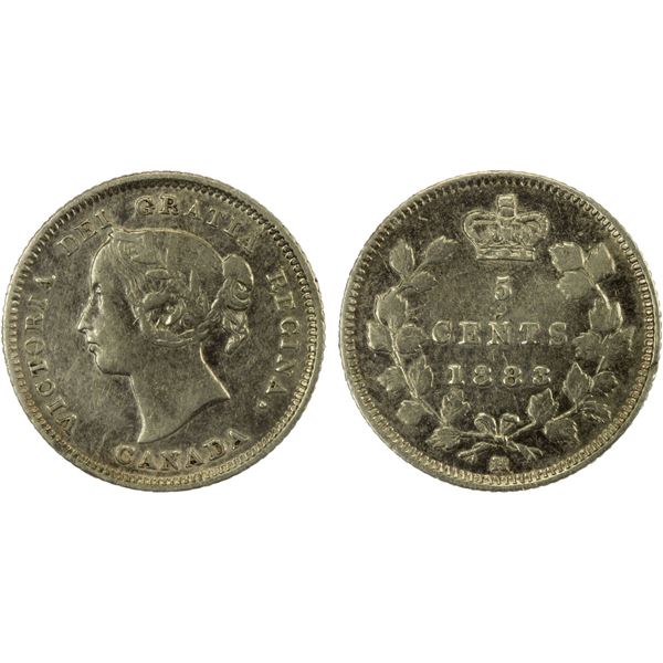CANADA: Victoria, 1837-1901, AR 5 cents, 1883-H, VF30