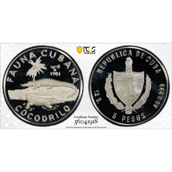 CUBA: Republic, AR 5 pesos, 1981, PCGS PF67 Deep Cameo