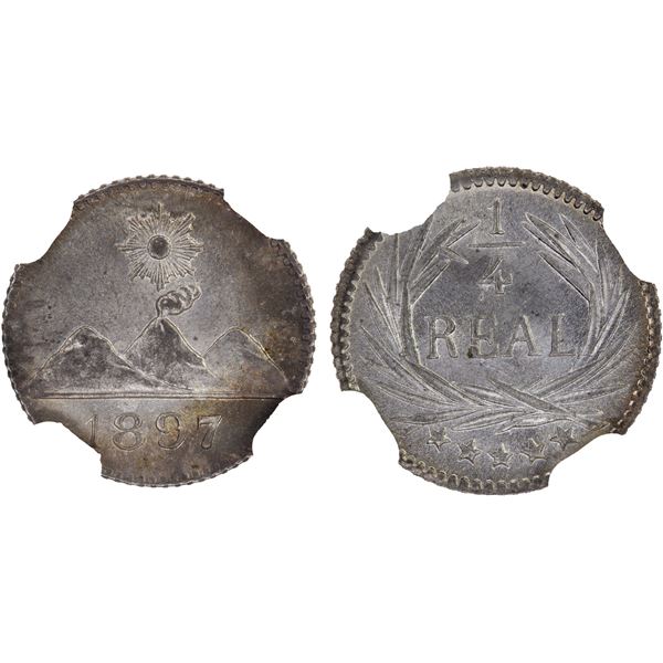GUATEMALA: Republic, AR 1/4 real, 1897, NGC MS66