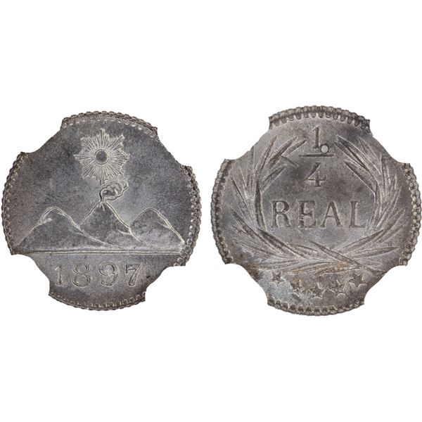 GUATEMALA: Republic, AR 1/4 real, 1897, NGC MS66