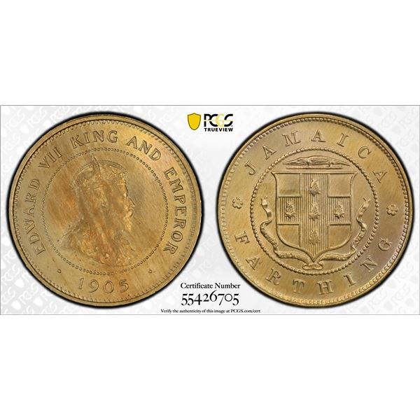 JAMAICA: Edward VII, 1901-1910, 1 farthing, 1905, PCGS MS65