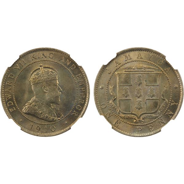 JAMAICA: Edward VII, 1901-1910, 1 penny, 1910, NGC MS66