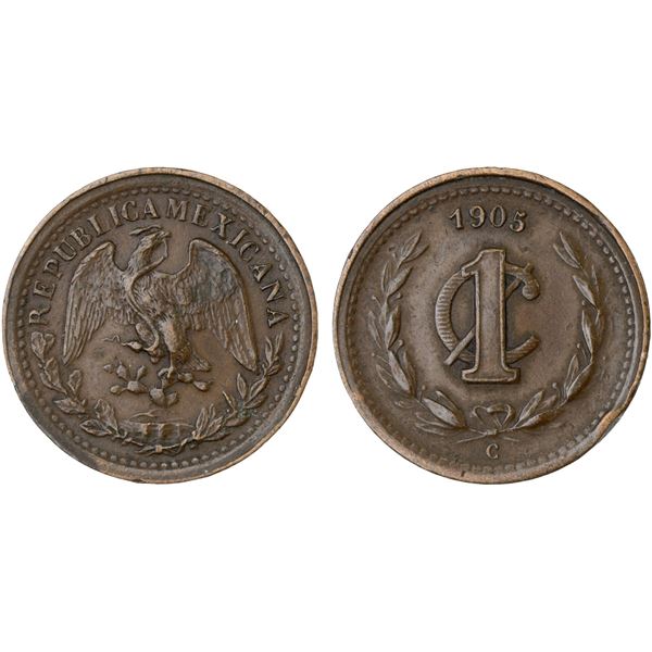 MEXICO: Republic, AE centavo, 1905-C, VF