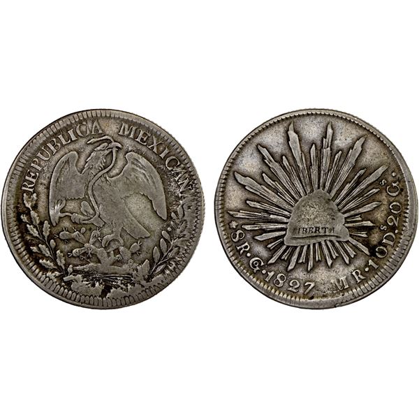 MEXICO: Republic, AR 8 reales (26.68g), 1827-Go, Fine