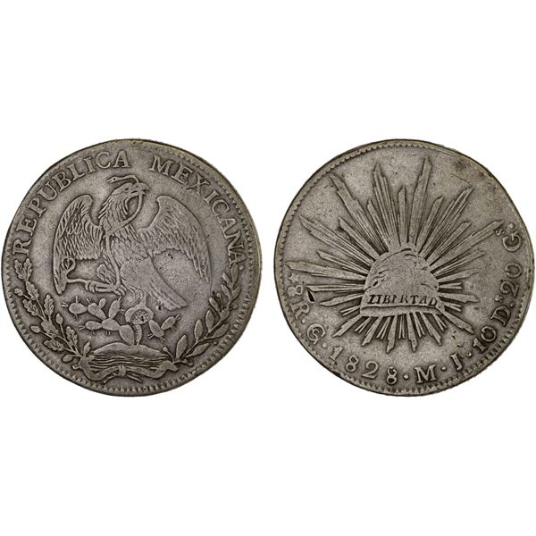 MEXICO: Republic, AR 8 reales (26.45g), 1828-Go, F-VF