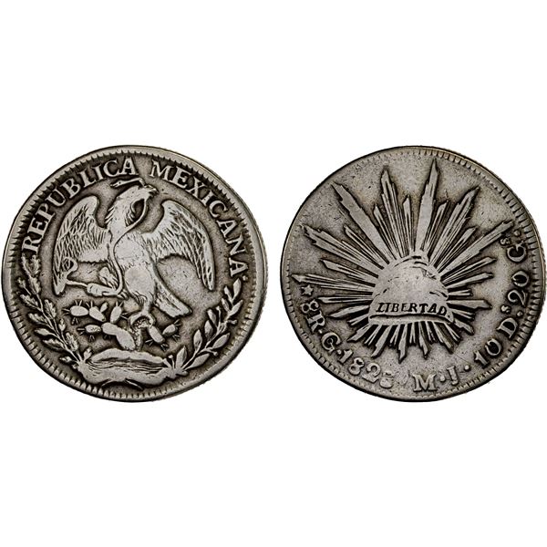 MEXICO: Republic, AR 8 reales (26.44g), 1828-Go, Fine