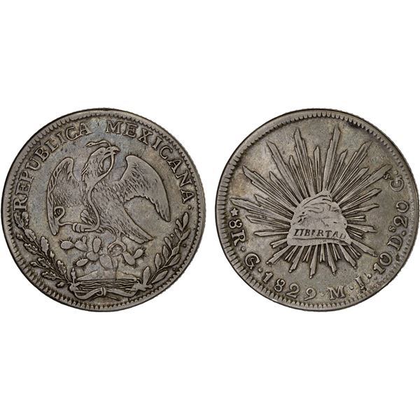 MEXICO: Republic, AR 8 reales (26.53g), 1829-Go, F-VF