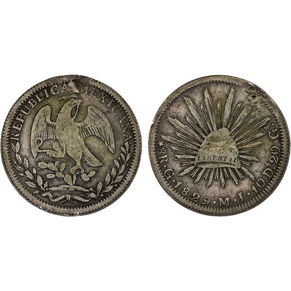 MEXICO: Republic, AR 8 reales (26.44g), 1829-Go, Fine