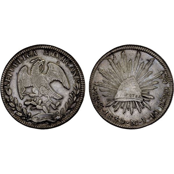 MEXICO: Republic, AR 8 reales (27.16g), 1830-Go, VF-XF