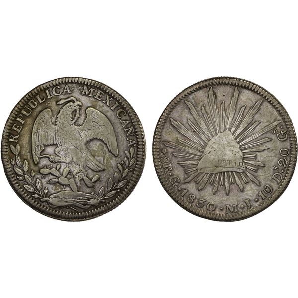 MEXICO: Republic, AR 8 reales (26.45g), 1830-Go, VF