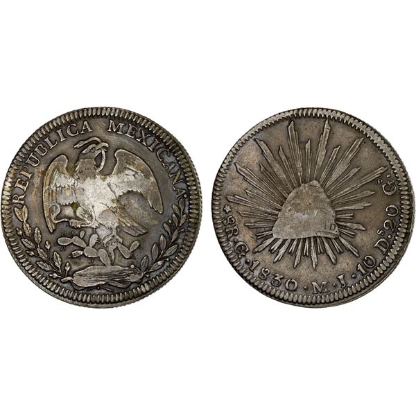 MEXICO: Republic, AR 8 reales (26.90g), 1830-Go, F-VF