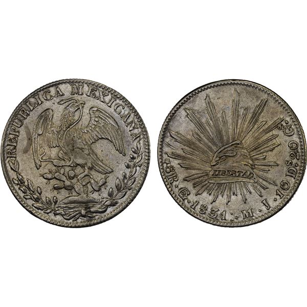 MEXICO: Republic, AR 8 reales (26.76g), 1831-Go, XF