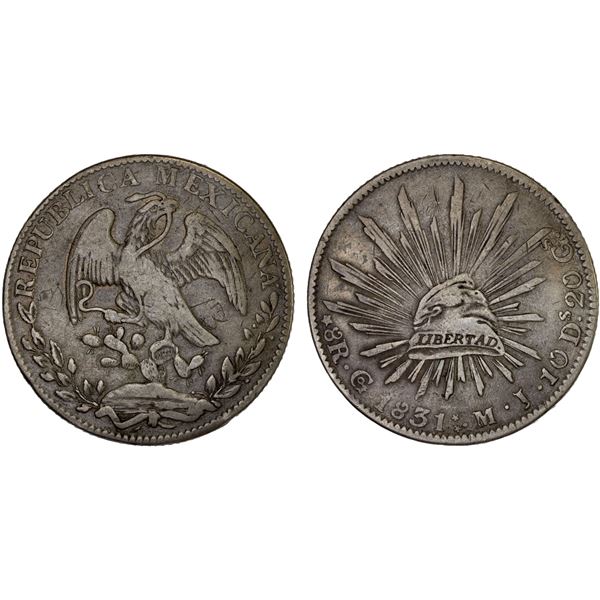 MEXICO: Republic, AR 8 reales (26.62g), 1831-Go, VF