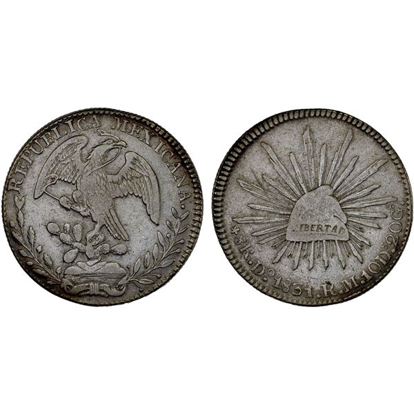 MEXICO: Republic, AR 8 reales (26.90g), 1831-Do, F-VF