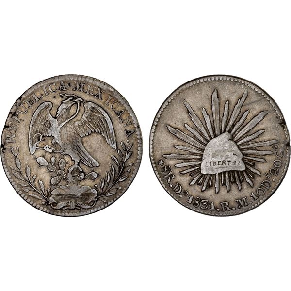 MEXICO: Republic, AR 8 reales (27.28g), 1831-Do, F-VF