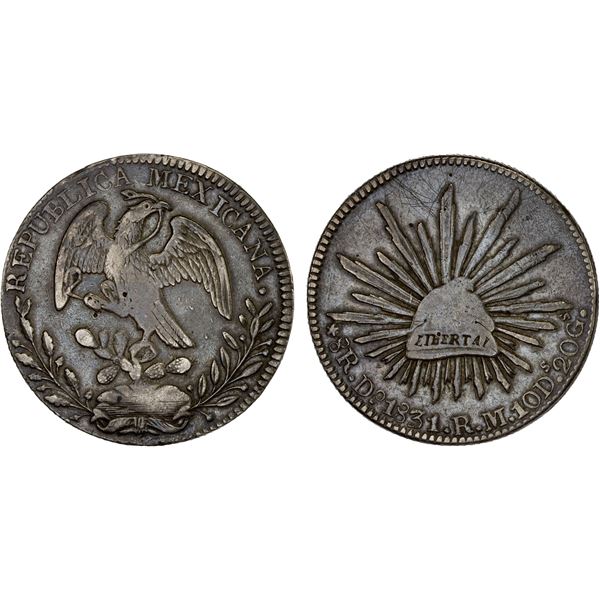 MEXICO: Republic, AR 8 reales (26.79g), 1831-Do, F-VF