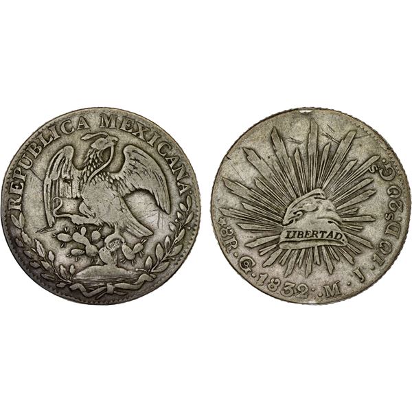 MEXICO: Republic, AR 8 reales (26.21g), 1832-Go, VF-XF