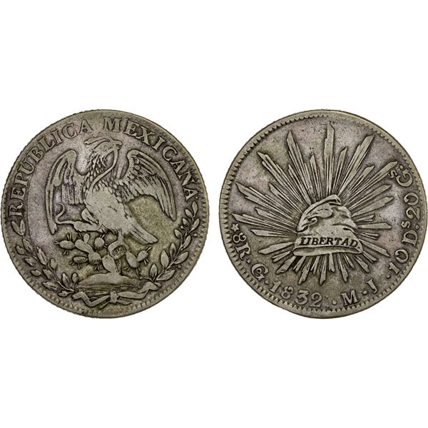 MEXICO: Republic, AR 8 reales (27.29g), 1832-Go, F-VF