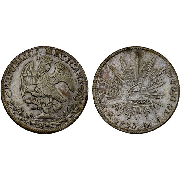 MEXICO: Republic, AR 8 reales (27.12g), 1833-Go, XF