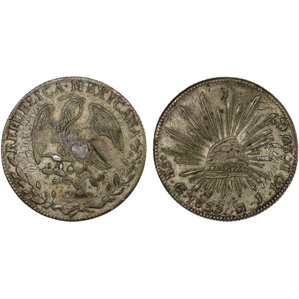 MEXICO: Republic, AR 8 reales (27.60g), 1833-Go, XF