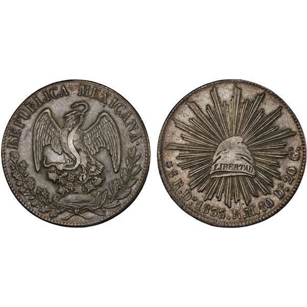 MEXICO: Republic, AR 8 reales (26.14g), 1833-Do, VF-XF