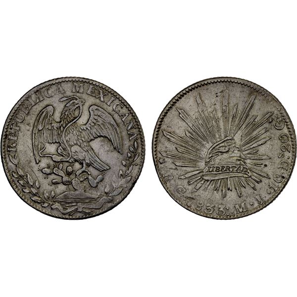 MEXICO: Republic, AR 8 reales (26.81g), 1833-Go, VF-XF