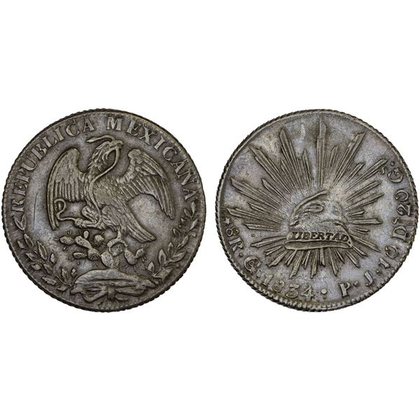 MEXICO: Republic, AR 8 reales (26.67g), 1834-Go, XF