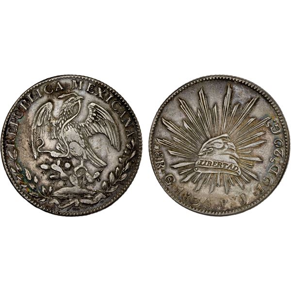 MEXICO: Republic, AR 8 reales (27.80g), 1834-Go, VF-XF