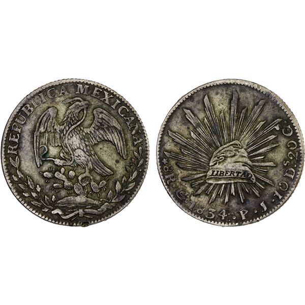 MEXICO: Republic, AR 8 reales (26.62g), 1834-Go, VF