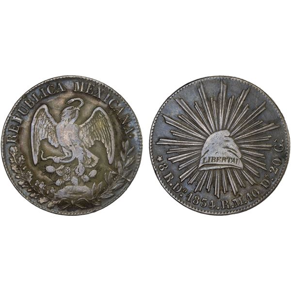 MEXICO: Republic, AR 8 reales (27.14g), 1834-Do, F-VF