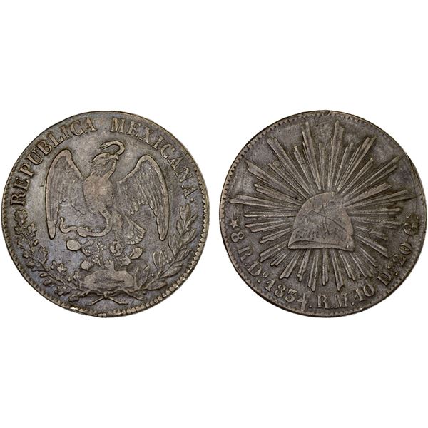 MEXICO: Republic, AR 8 reales (26.84g), 1834-Do, F-VF