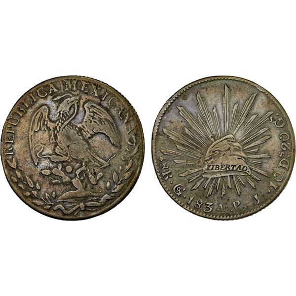 MEXICO: Republic, AR 8 reales (26.93g), 1834-Go, F-VF