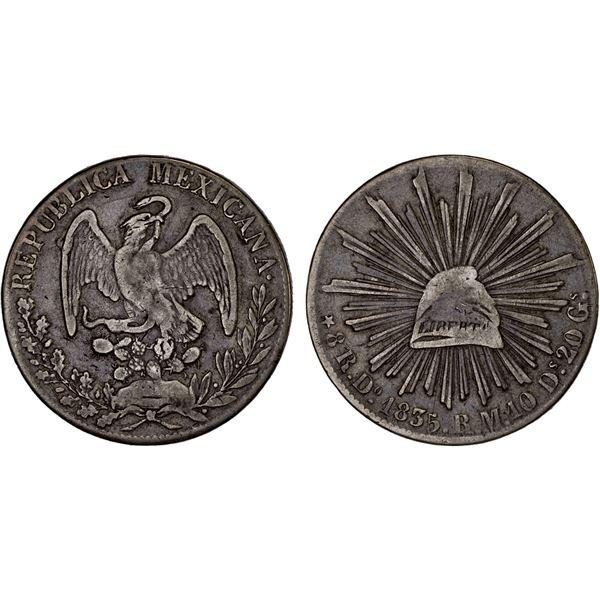 MEXICO: Republic, AR 8 reales (27.19g), 1835-Do, Fine