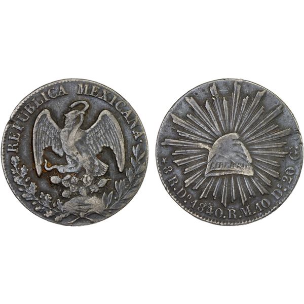 MEXICO: Republic, AR 8 reales (25.79g), 1840-Do, F-VF