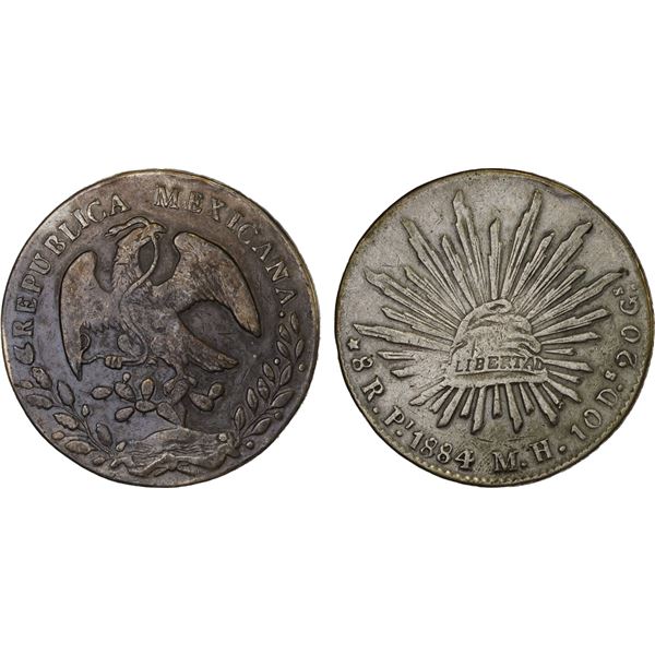 MEXICO: Republic, AR 8 reales (26.87g), 1884/3-Pi, F-VF
