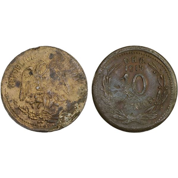 MEXICO: Revolutionary Issue, AE 10 centavos, Guerrero, 1915, AU