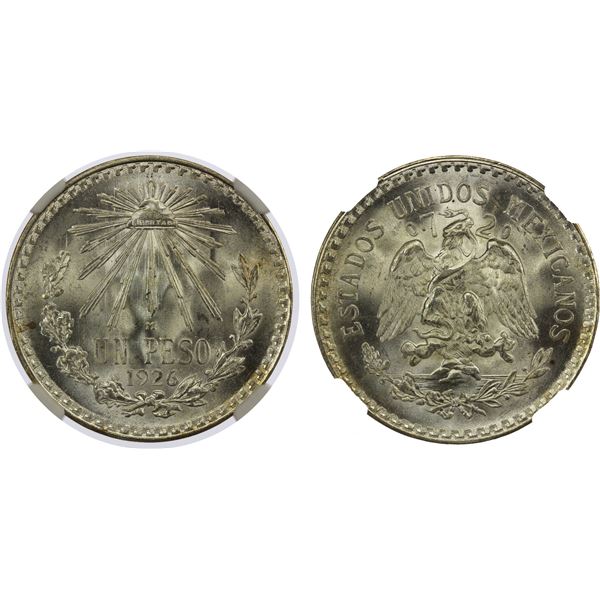 MEXICO: Estados Unidos, AR peso, 1926-M, NGC MS66