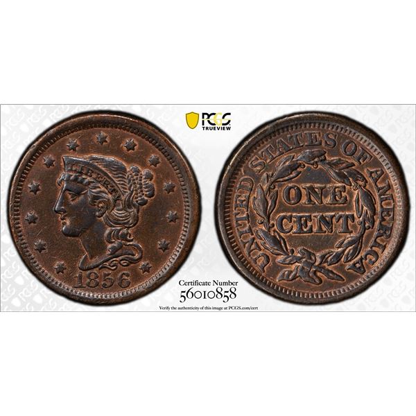 UNITED STATES: AE cent, 1856, PCGS AU details