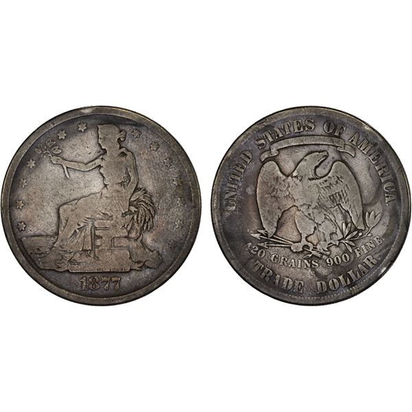 UNITED STATES: AR trade dollar, 1877-S, VG