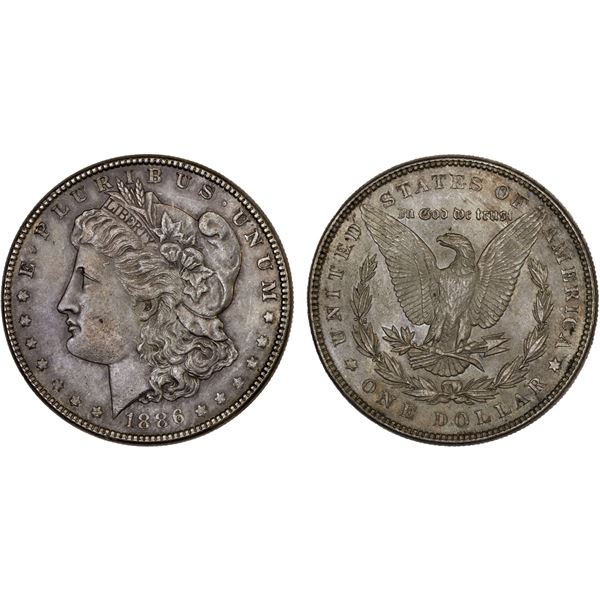 UNITED STATES: AR dollar, 1886, AU