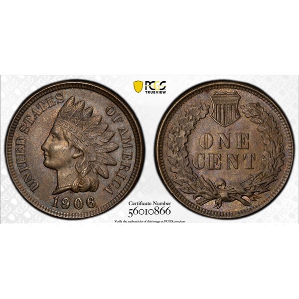 UNITED STATES: AE cent, 1906, PCGS MS63 BN