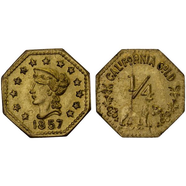 UNITED STATES: "1/4" charm (0.30g), 1857, Unc