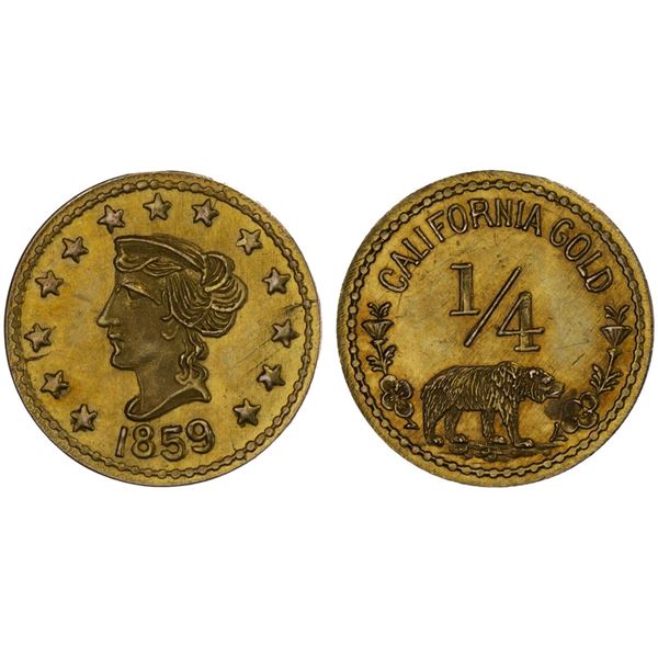 UNITED STATES: "1/4" charm (0.25g), "1859" (ca. 1930s), Unc